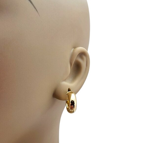 14K Yellow Gold Huggie Hoop Earrings #22720 - Picture 9 of 9